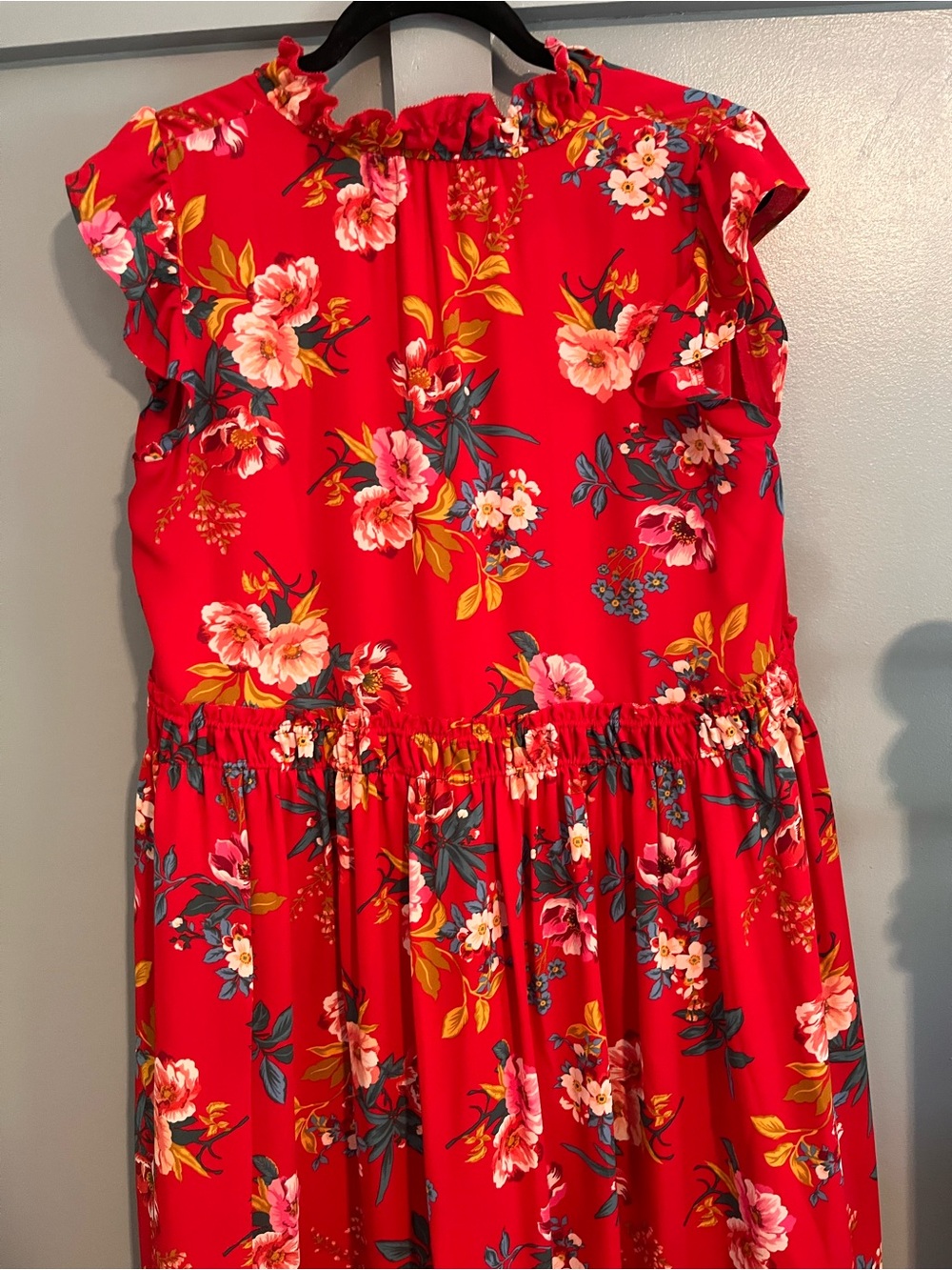 LOFT Red Floral Ruffle-Smock Mini Dress - Picture 5 of 5